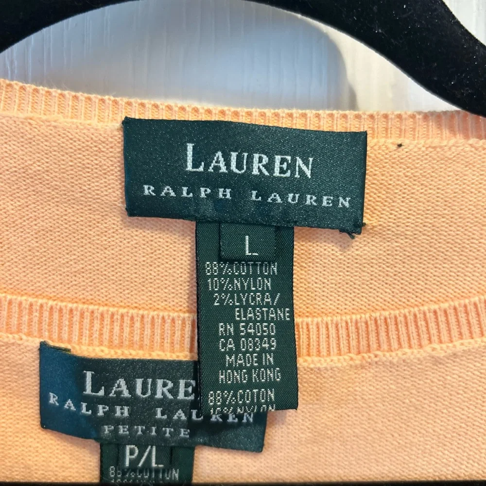 🧡”Lauren Ralph Lauren” Orange Sherbet  Tank Sweater Cardigan Set Size PL 🍑 - Picture 12 of 13